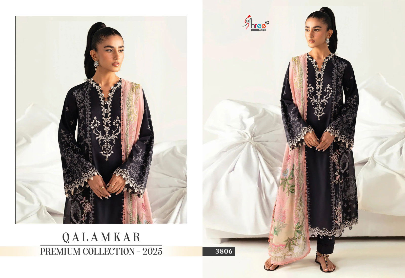 Qalamkar Premiun by Shree Collection 2025 Chiffon Dupatta Pakistani